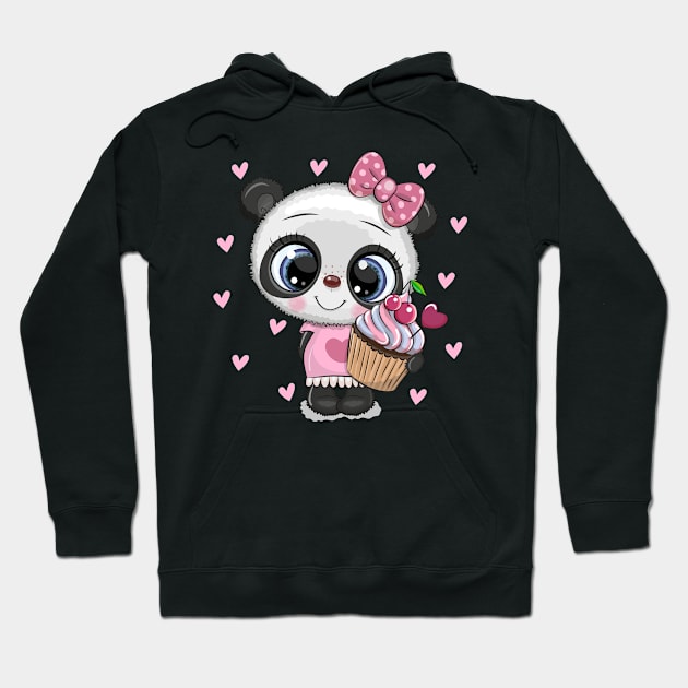 Cute panda with cupcake Hoodie by Reginast777